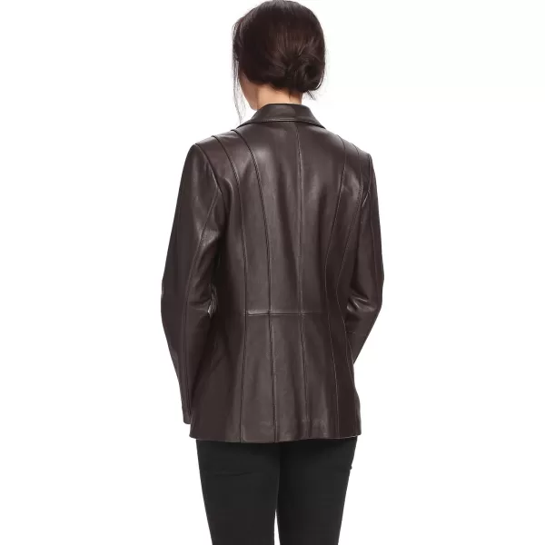 BGSD Women Crystal Lambskin Leather Blazer Jacket Also available in Plus Size ampamp PetiteBrown