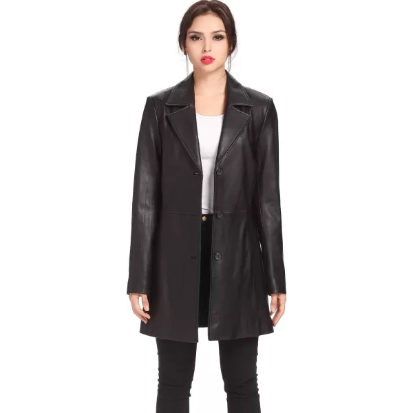 BGSD Women Danielle Lambskin Leather Walking Coat Also available in Plus Size ampamp PetiteBlack