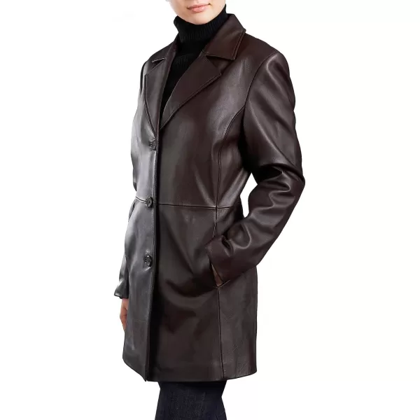 BGSD Women Danielle Lambskin Leather Walking Coat Also available in Plus Size ampamp PetiteBrown