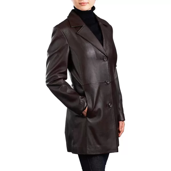 BGSD Women Danielle Lambskin Leather Walking Coat Also available in Plus Size ampamp PetiteBrown