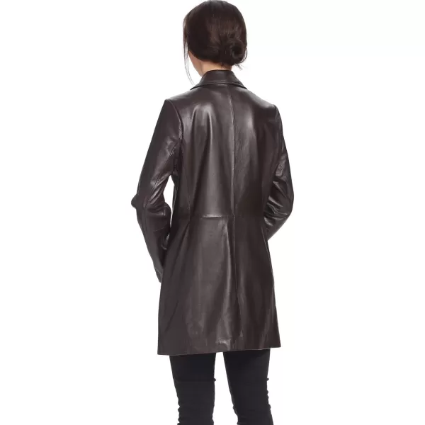 BGSD Women Danielle Lambskin Leather Walking Coat Also available in Plus Size ampamp PetiteBrown