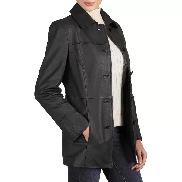 BGSD Women Megan Lambskin Leather Car Coat Also available in Plus Size ampamp PetiteBlack