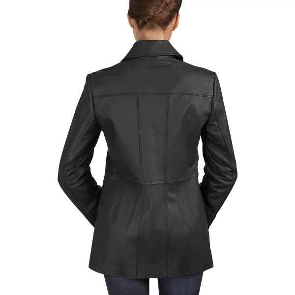 BGSD Women Megan Lambskin Leather Car Coat Also available in Plus Size ampamp PetiteBlack