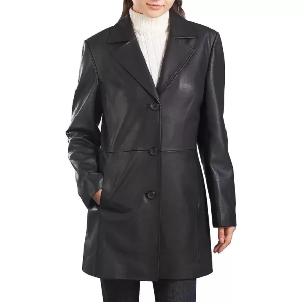 BGSD Women Danielle Lambskin Leather Walking Coat Also available in Plus Size ampamp PetiteBlack