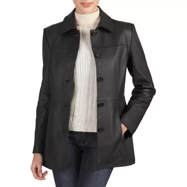 BGSD Women Megan Lambskin Leather Car Coat Also available in Plus Size ampamp PetiteBlack