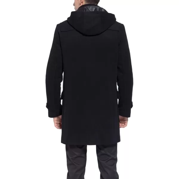 BGSD Men Benjamin Wool Blend Single Breasted Walking Toggle Duffle Coat with Hood Also available in Big and TallBlack