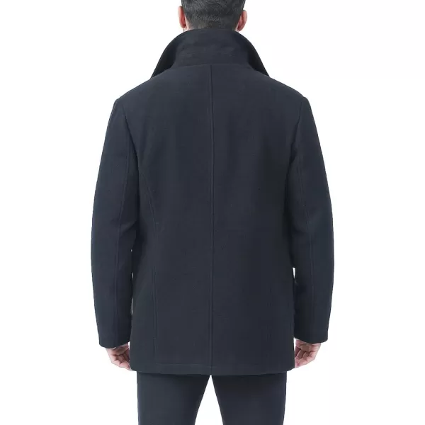 BGSD Men Calvin Wool Blend Single Breasted Walking Car Coat with Removable Bib Also available in Big and TallBlack