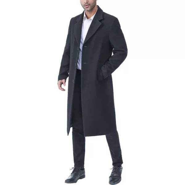 BGSD Men Hart Wool Blend Single Breasted Long Walking Coat Also available in Big and Tall and ShortBlack