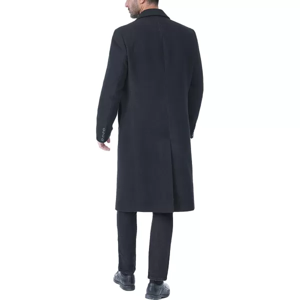 BGSD Men Hart Wool Blend Single Breasted Long Walking Coat Also available in Big and Tall and ShortBlack