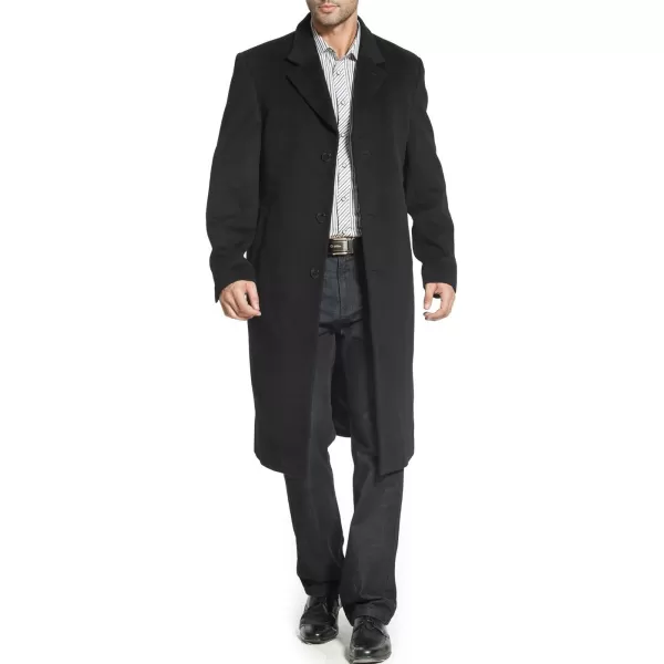 BGSD Men Henry Cashmere Wool Blend Single Breasted Long Walking Coat Also available in Big and Tall and ShortBlack