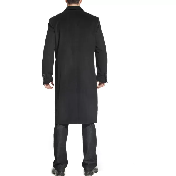 BGSD Men Henry Cashmere Wool Blend Single Breasted Long Walking Coat Also available in Big and Tall and ShortBlack