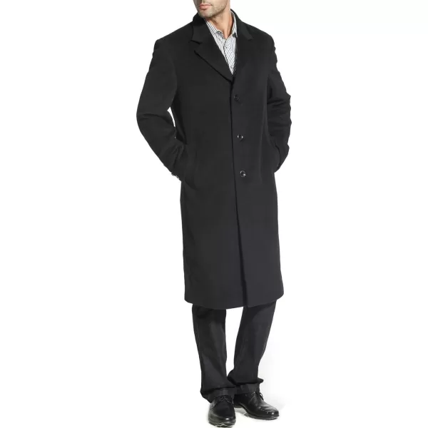 BGSD Men Henry Cashmere Wool Blend Single Breasted Long Walking Coat Also available in Big and Tall and ShortBlack