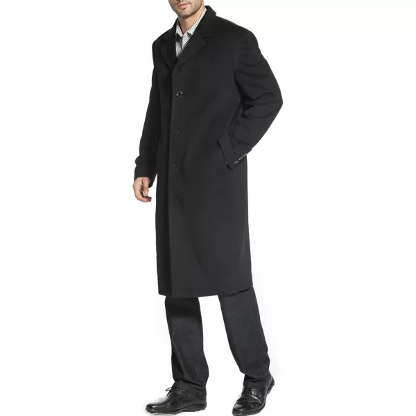 BGSD Men Henry Cashmere Wool Blend Single Breasted Long Walking Coat Also available in Big and Tall and ShortBlack