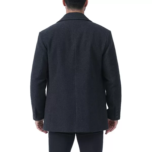 BGSD Men Hugh Wool Blend Double Breasted Walking Pea Coat Also available in Big and Tall and ShortCharcoal