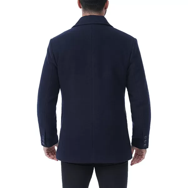 BGSD Men Hugh Wool Blend Double Breasted Walking Pea Coat Also available in Big and Tall and ShortNavy