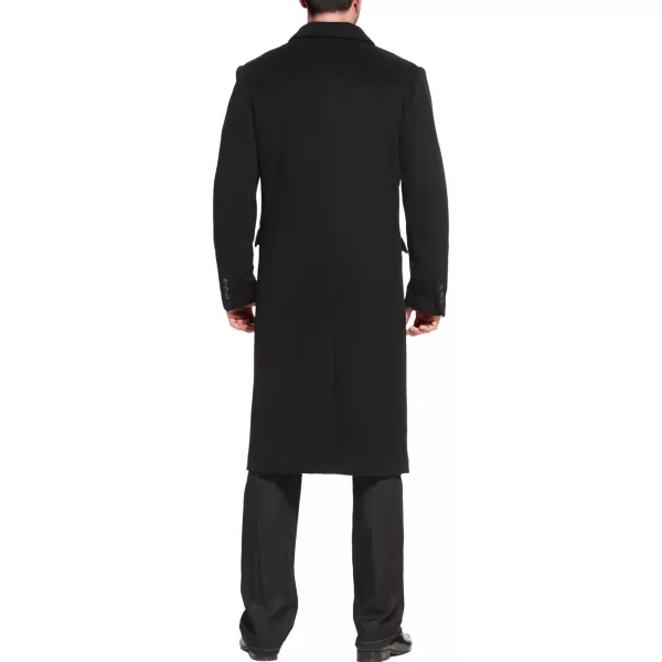 BGSD Men Josh Cashmere Wool Blend Double Breasted Long Walking Pea Coat Also available in Big and Tall and ShortBlack