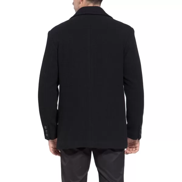 BGSD Men Mark Classic Wool Blend Double Breasted Walking Pea Coat Also available in Big and Tall and ShortBlack