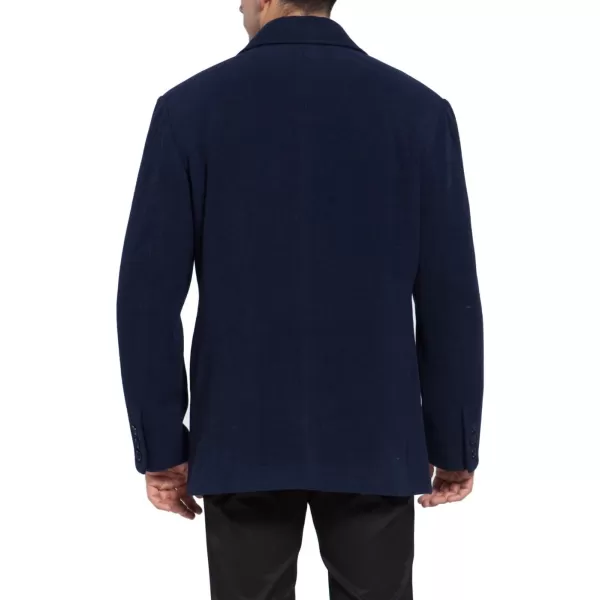 BGSD Men Mark Classic Wool Blend Double Breasted Walking Pea Coat Also available in Big and Tall and ShortNavy