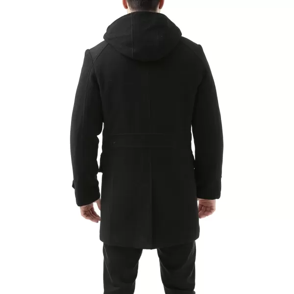 BGSD Men Tyson Wool Blend Single Breasted Walking Toggle Duffle Coat with Hood Also available in Big and TallBlack