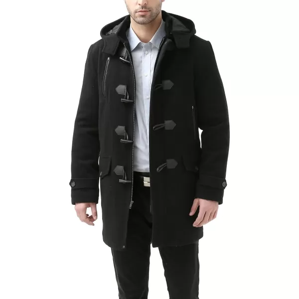 BGSD Men Tyson Wool Blend Single Breasted Walking Toggle Duffle Coat with Hood Also available in Big and TallBlack