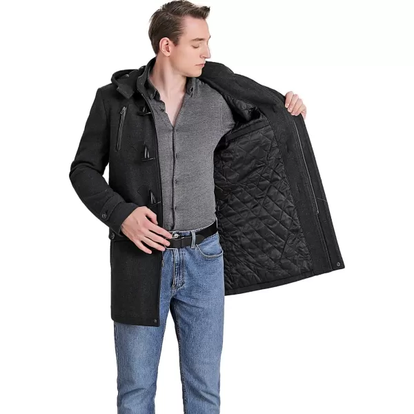 BGSD Men Tyson Wool Blend Single Breasted Walking Toggle Duffle Coat with Hood Also available in Big and TallCharcoal