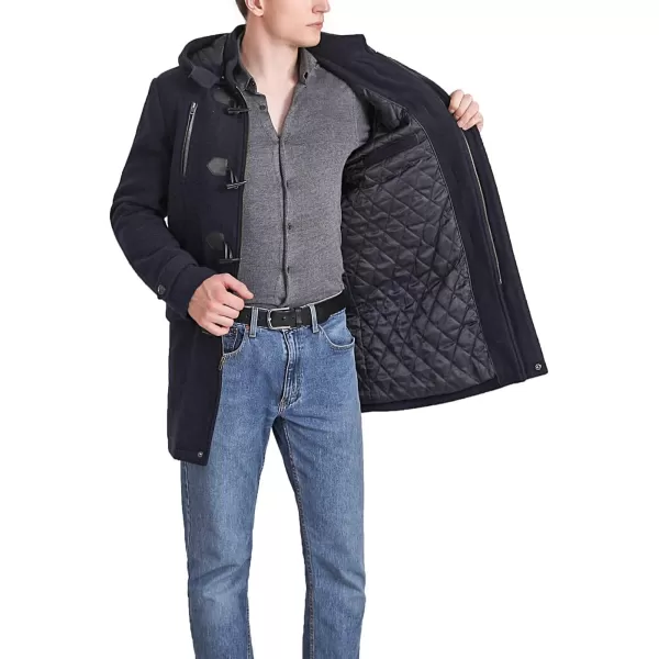 BGSD Men Tyson Wool Blend Single Breasted Walking Toggle Duffle Coat with Hood Also available in Big and TallNavy