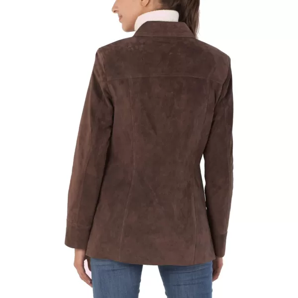 BGSD Women Anna Suede Leather Car Coat Also available in Plus Size ampamp PetiteBrown