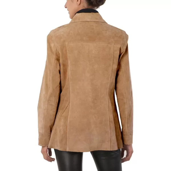 BGSD Women Anna Suede Leather Car Coat Also available in Plus Size ampamp PetiteCaramel