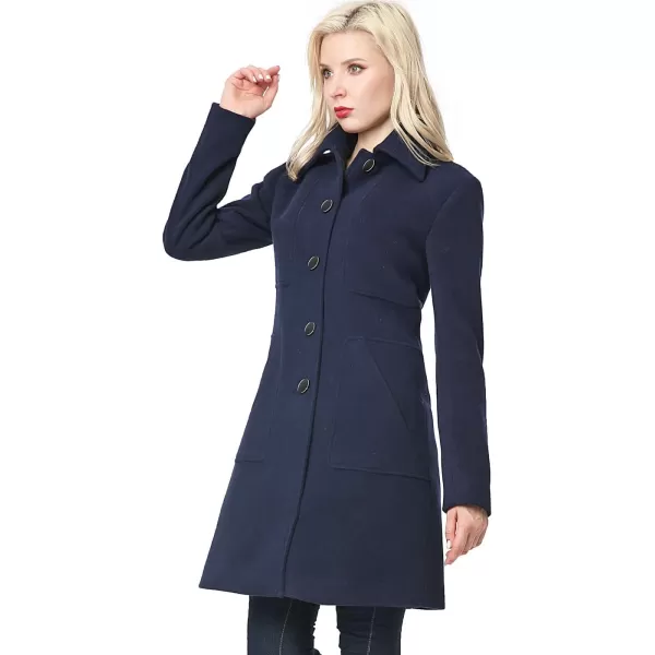 BGSD Women Anna Wool Blend Walking Coat Also available in Plus Size and PetiteNavy