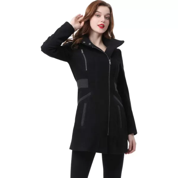 BGSD Women Carrie Wool Blend Hooded Color Block Walking Coat Also available in Plus SizeBlackGray