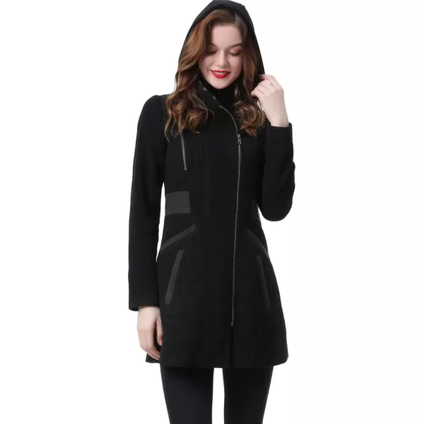 BGSD Women Carrie Wool Blend Hooded Color Block Walking Coat Also available in Plus SizeBlackGray