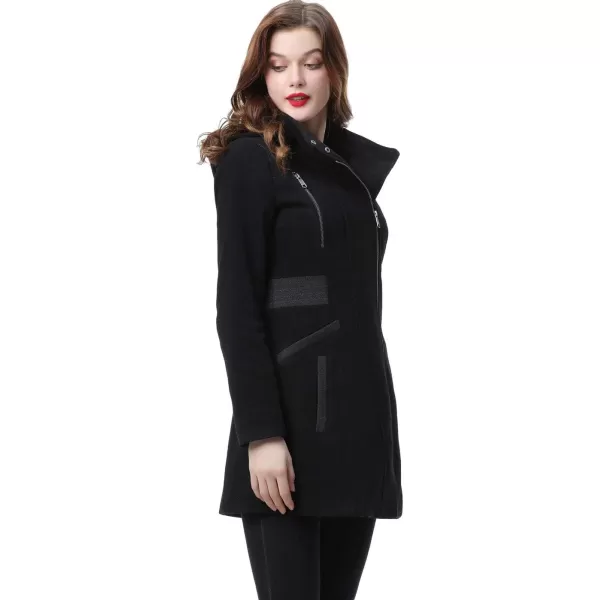 BGSD Women Carrie Wool Blend Hooded Color Block Walking Coat Also available in Plus SizeBlackGray