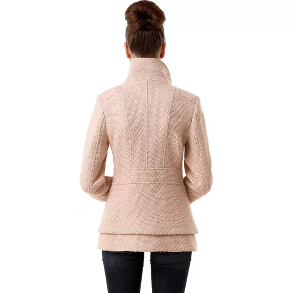 BGSD Women Cheri Boucle Wool Blend Double Breasted Walking Pea CoatBlush