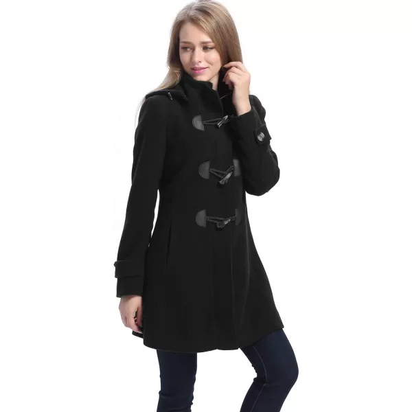 BGSD Women Daisy Wool Blend Hooded Toggle Walking Duffle Coat Also available in Plus Size and PetiteBlack