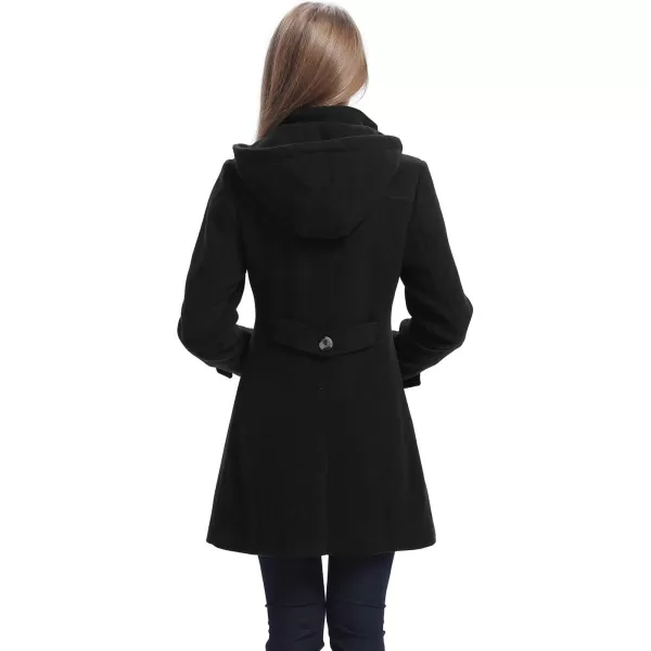 BGSD Women Daisy Wool Blend Hooded Toggle Walking Duffle Coat Also available in Plus Size and PetiteBlack