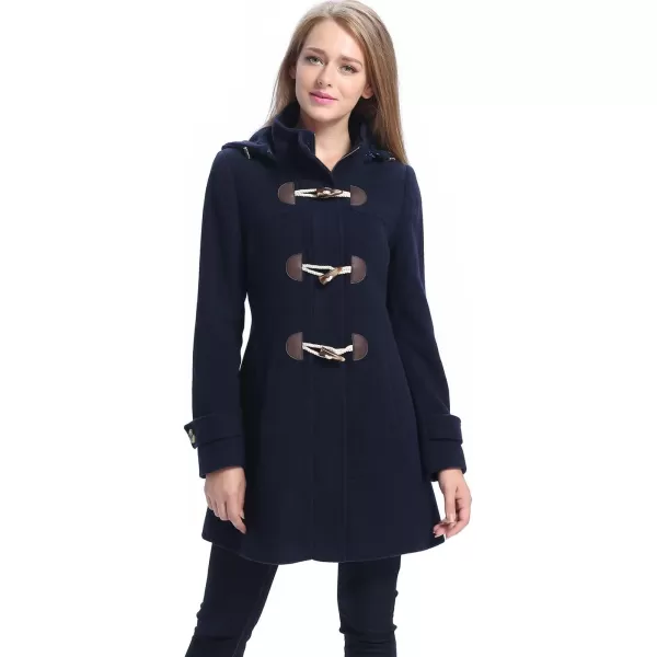 BGSD Women Daisy Wool Blend Hooded Toggle Walking Duffle Coat Also available in Plus Size and PetiteNavy