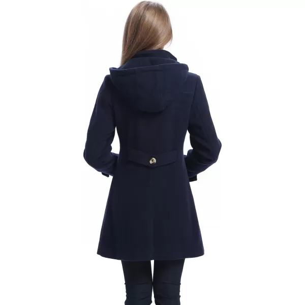 BGSD Women Daisy Wool Blend Hooded Toggle Walking Duffle Coat Also available in Plus Size and PetiteNavy