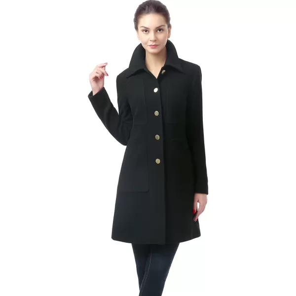 BGSD Women Elizabeth Wool Blend Walking Coat Also available in Plus Size and PetiteBlack