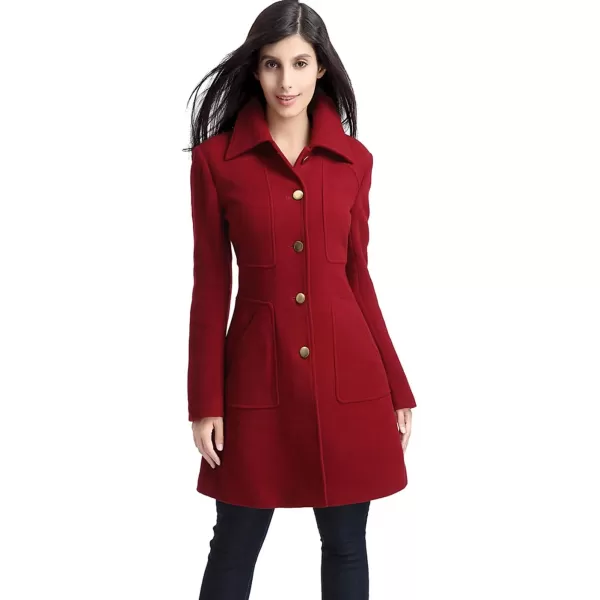 BGSD Women Elizabeth Wool Blend Walking Coat Also available in Plus Size and PetiteWine