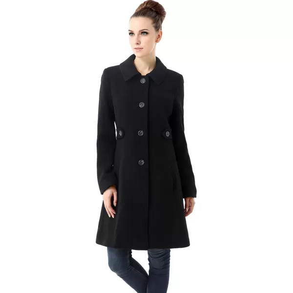 BGSD Women Heather Wool Blend Walking Coat Also available in Plus Size and PetiteBlack