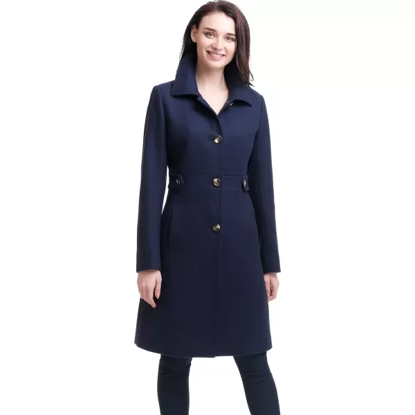 BGSD Women Heather Wool Blend Walking Coat Also available in Plus Size and PetiteNavy