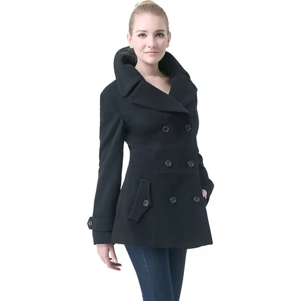 BGSD Women Joann Wool Blend Walking Pea Coat Also available in Plus Size and PetiteBlack