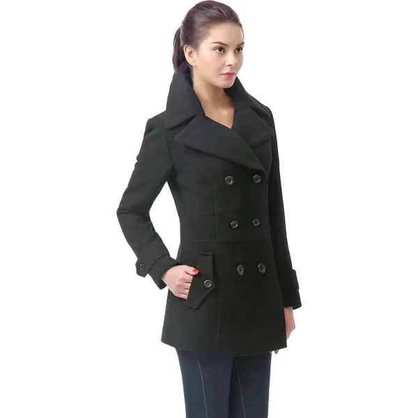 BGSD Women Joann Wool Blend Walking Pea Coat Also available in Plus Size and PetiteBlack