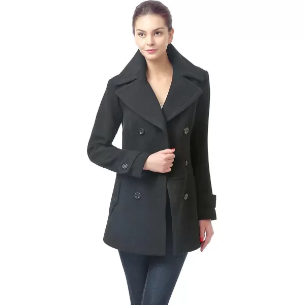 BGSD Women Joann Wool Blend Walking Pea Coat Also available in Plus Size and PetiteBlack