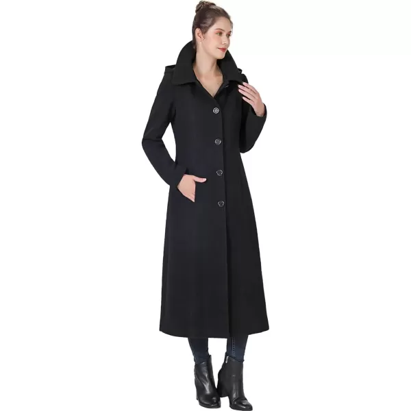 BGSD Women Kat Wool Blend Hooded Full Length Long Walking Coat Also available in Plus Size and PetiteBlack