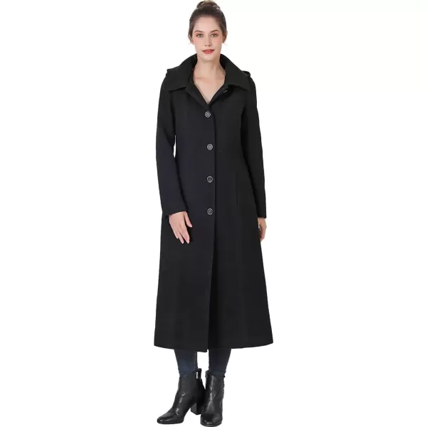 BGSD Women Kat Wool Blend Hooded Full Length Long Walking Coat Also available in Plus Size and PetiteBlack