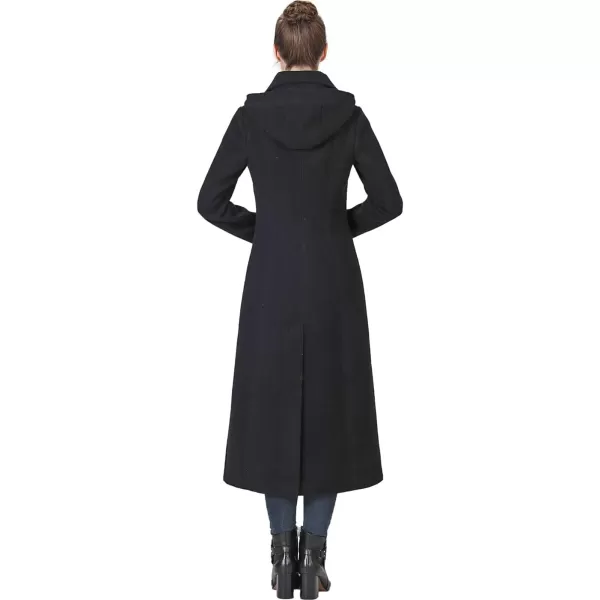 BGSD Women Kat Wool Blend Hooded Full Length Long Walking Coat Also available in Plus Size and PetiteBlack