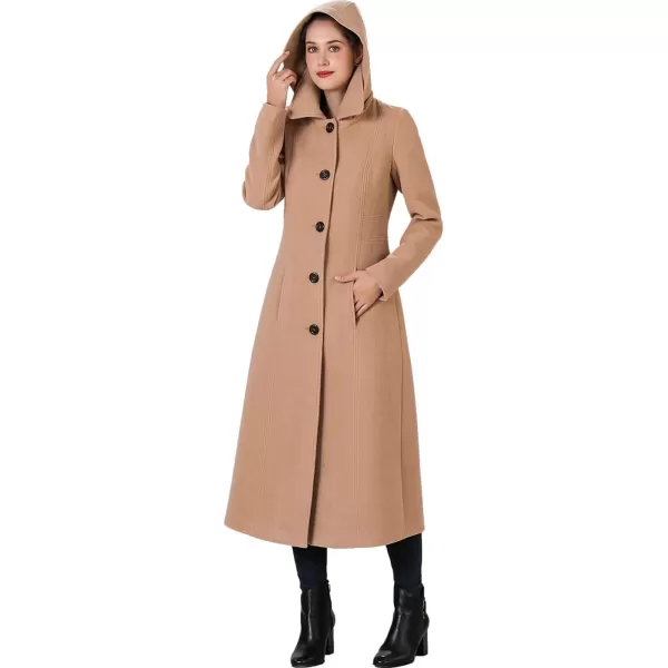 BGSD Women Kat Wool Blend Hooded Full Length Long Walking Coat Also available in Plus Size and PetiteCamel