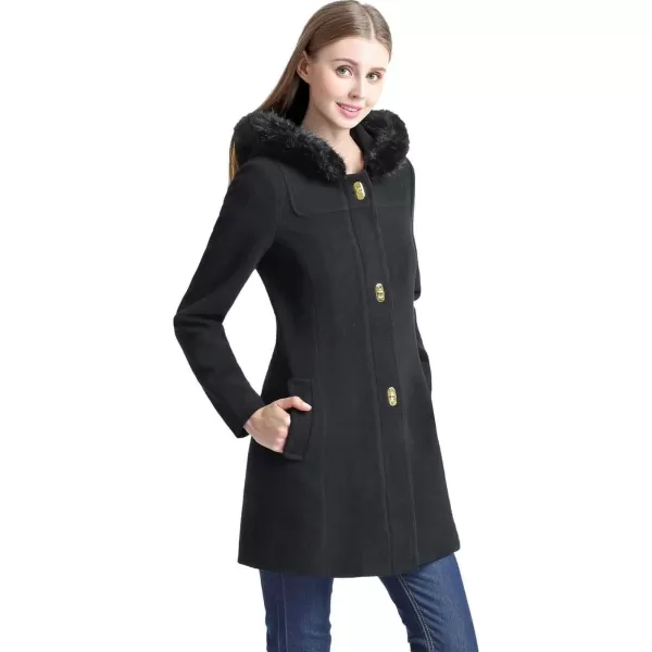 BGSD Women Lana Wool Blend Hooded Walking Coat Also available in Plus Size and PetiteBlack