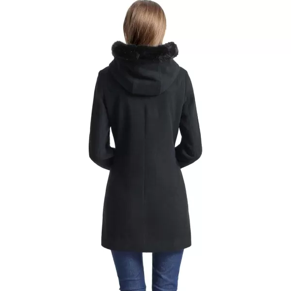 BGSD Women Lana Wool Blend Hooded Walking Coat Also available in Plus Size and PetiteBlack